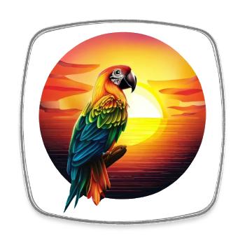 Parrot at sunset - Square fridge magnet - white - Front