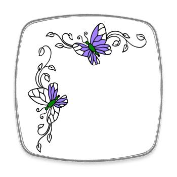 Butterflies with flower tendrils - Square fridge magnet - white - Front