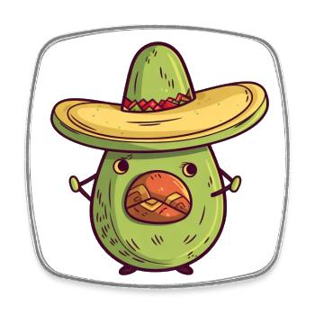 Mexikanische Avocado mit Sombrero – Kulturelles De - Viereckiger Kühlschrankmagnet - Weiß - Vorne