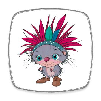 Apache porcupine - Square fridge magnet - white - Front