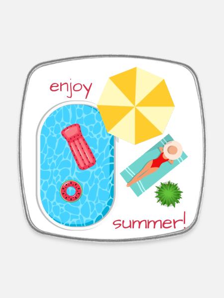 enjoy summer - Viereckiger Kühlschrankmagnet - Weiß