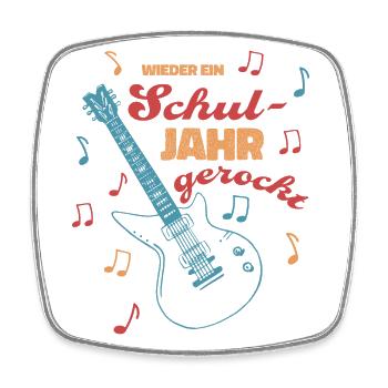 Wieder ein Schuljahr gerockt - Zeugnisgeschenk - Viereckiger Kühlschrankmagnet - Weiß - Vorne