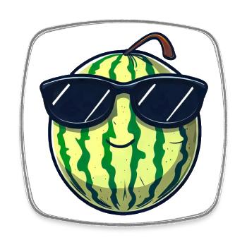 Coole Wassermelone mit Sonnenbrille, Sommerliches - Viereckiger Kühlschrankmagnet - Weiß - Vorne