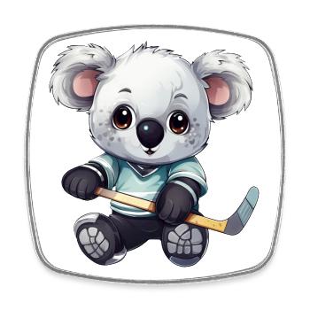 Koala spielt Eishockey, Sportliches Tierdesign - Viereckiger Kühlschrankmagnet - Weiß - Vorne