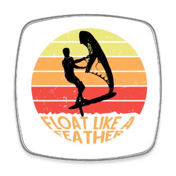 Float Like a Feather Hydrofoil Wingfoil Wingfoilin - Viereckiger Kühlschrankmagnet - Weiß - Vorne