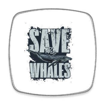 Save the whales - Viereckiger Kühlschrankmagnet - Weiß - Vorne