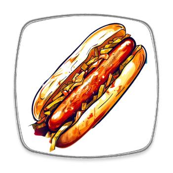Hot Dog Würstchen Wurst für für Hot Dog - Viereckiger Kühlschrankmagnet - Weiß - Vorne