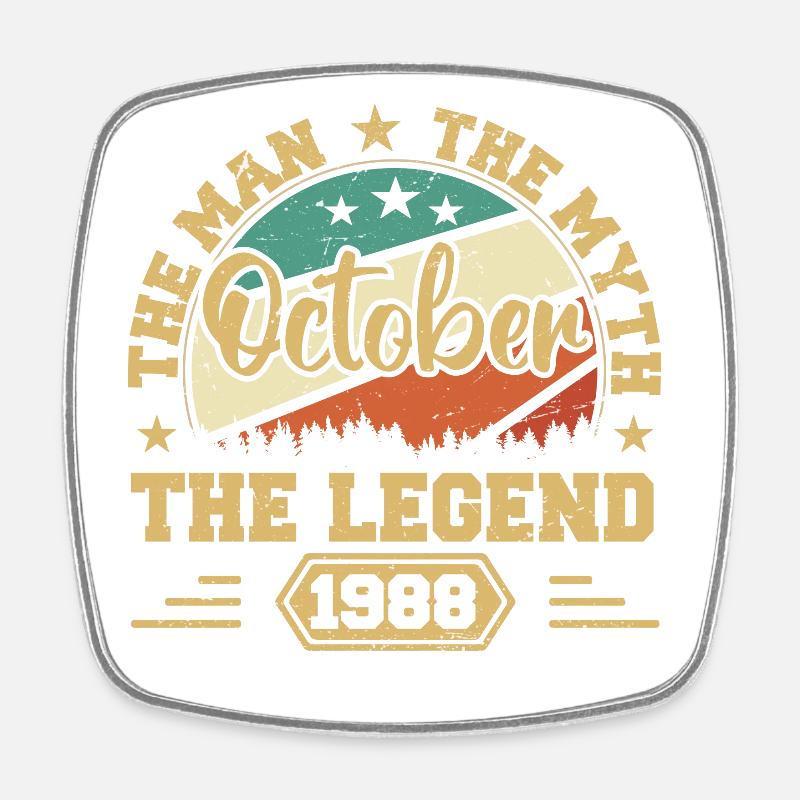 October 1988 Birthday Present 1988 October - Square fridge magnet - white