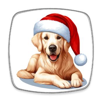 Golden Retriever Heiligabend Spirit - Viereckiger Kühlschrankmagnet - Weiß - Vorne