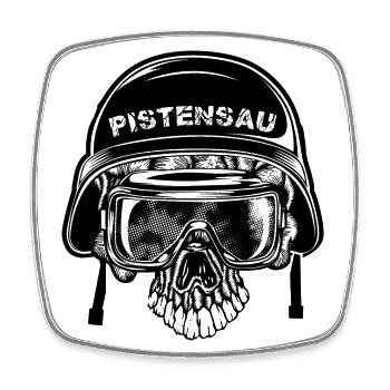Pistensau Totenkopf Abfahrt Ski Urlaub - Viereckiger Kühlschrankmagnet - Weiß - Vorne