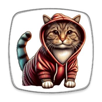Cute Kitten Wearing Hoodie - Square fridge magnet - white - Front