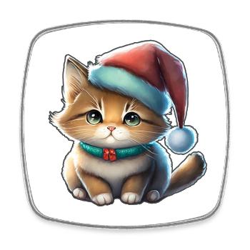 Cute Cat, Cat Christmas Gift, Red Cat - Square fridge magnet - white - Front