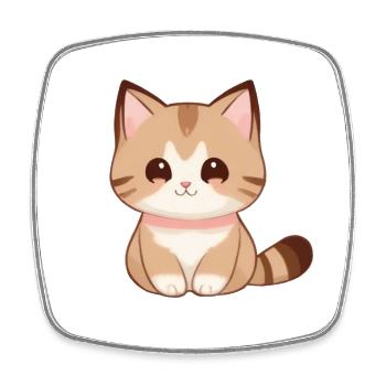 dessin chat, chat mignon, bébé chat - Magnet carré - blanc - Devant