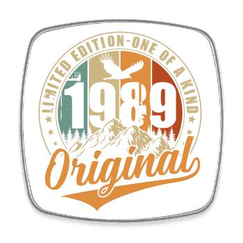 1989 Jahrgang geboren Geburtstag Vintage Geschenk - Viereckiger Kühlschrankmagnet - Weiß - Vorne