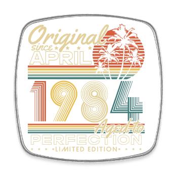 Avril 1984 Vintage Anniversaire Vintage Rétro - Magnet carré - blanc - Devant