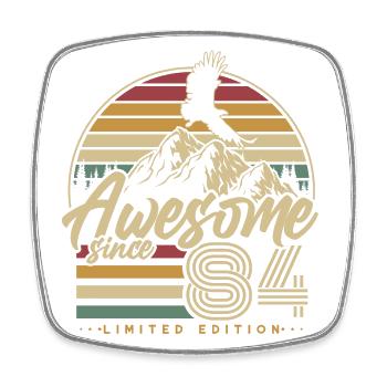 Vintage 1984 Born Vintage Birthday Retro - Square fridge magnet - white - Front