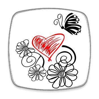 Flower with butterfly heart - Square fridge magnet - white - Front