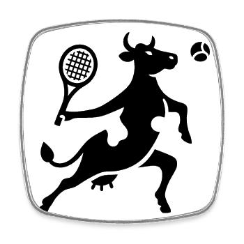 Cow Tennis Tennis Player Silhouette Minimalist - Square fridge magnet - white - Front
