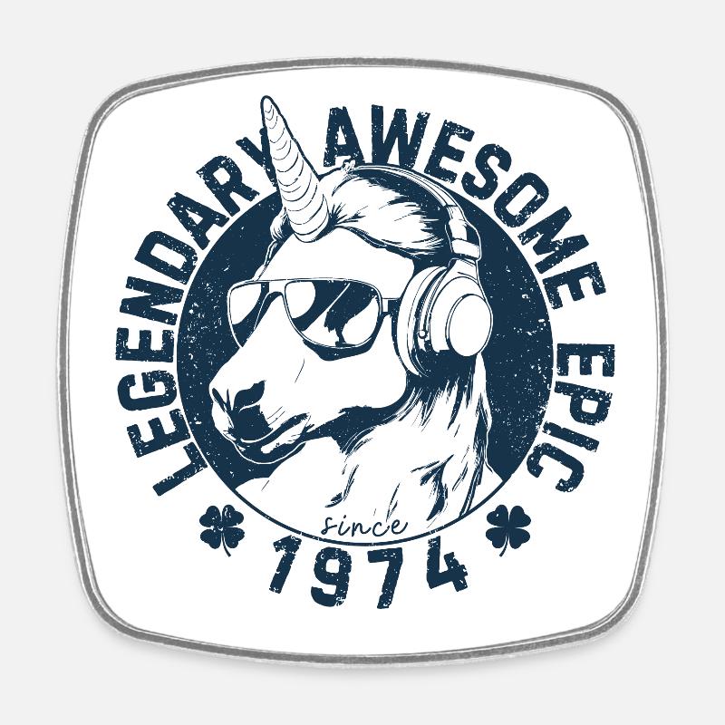 Legendary, awesome, epic since 1974 - Square fridge magnet - white