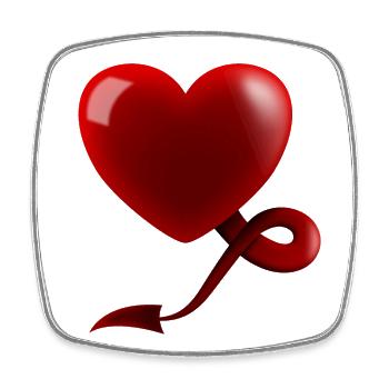 Heart with Devil's Tail - Square fridge magnet - white - Front