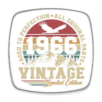 Vintage, 1966, Vintage, Cadeau, Anniversaire, Rétro - Magnet carré - blanc - Devant