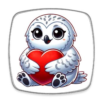 Herzige Schneeeule verliebt Valentinstag - Viereckiger Kühlschrankmagnet - Weiß - Vorne