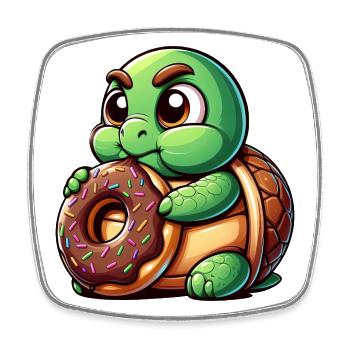 Cute Turtle Donut Cartoon Funny Dick - Square fridge magnet - white - Front