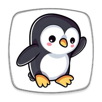 Süßer Cartoon Pinguin winkt - Viereckiger Kühlschrankmagnet - Weiß - Vorne