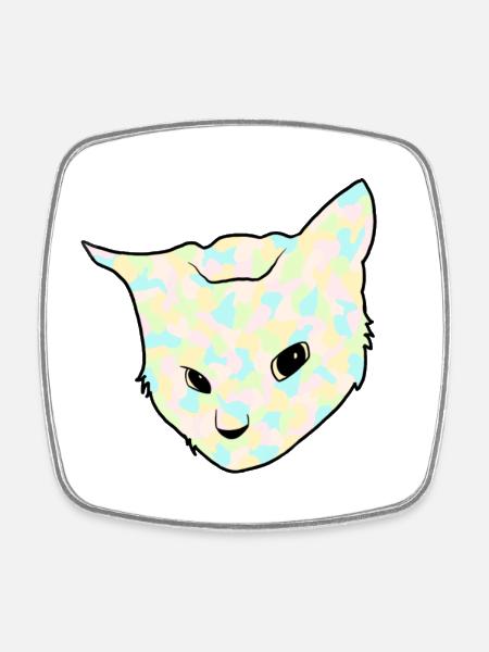 Curious Opalcat - Square fridge magnet - white
