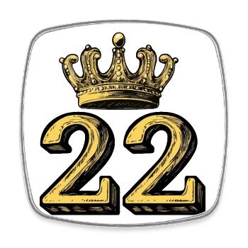 22 Number Crown - Square fridge magnet - white - Front