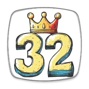 32 Number Krone - Square fridge magnet - white - Front