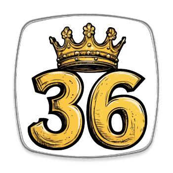 36 Number Crown - Square fridge magnet - white - Front