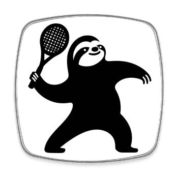 Sloth Silhouette Tennis Serve Minimaliste - Magnet carré - blanc - Devant