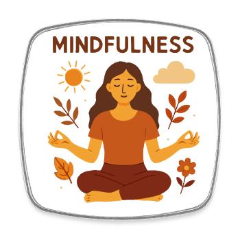 Mindfulness - Digital Illustration of Meditation - Square fridge magnet - white - Front