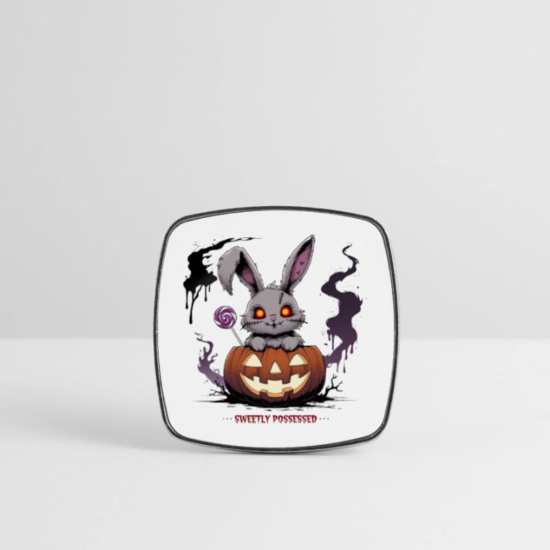 Obsessively sweet – creepy bunny in the pumpkin Square fridge magnet