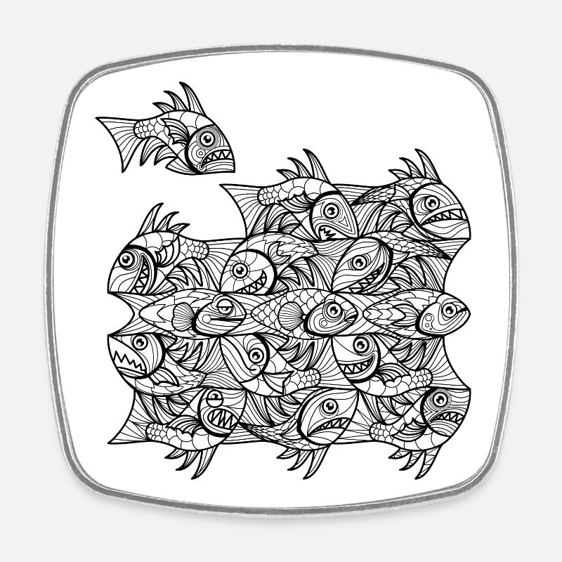 Poissons Escher - Magnet carré - blanc