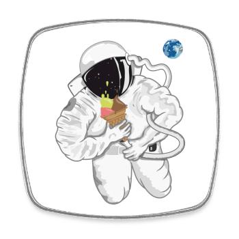Astronaut with ice cream cone - Square fridge magnet - white - Front