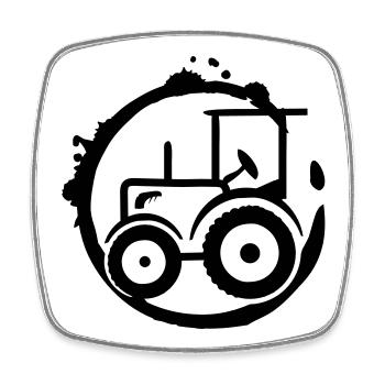 Traktor Patch Graffiti für Trecker Fans - Viereckiger Kühlschrankmagnet - Weiß - Vorne