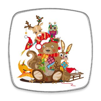 Animaux fêtent Noël - Magnet carré - blanc - Devant