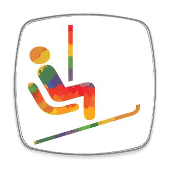 Colored ski runner long sleeve shirts - Square fridge magnet - white - Front