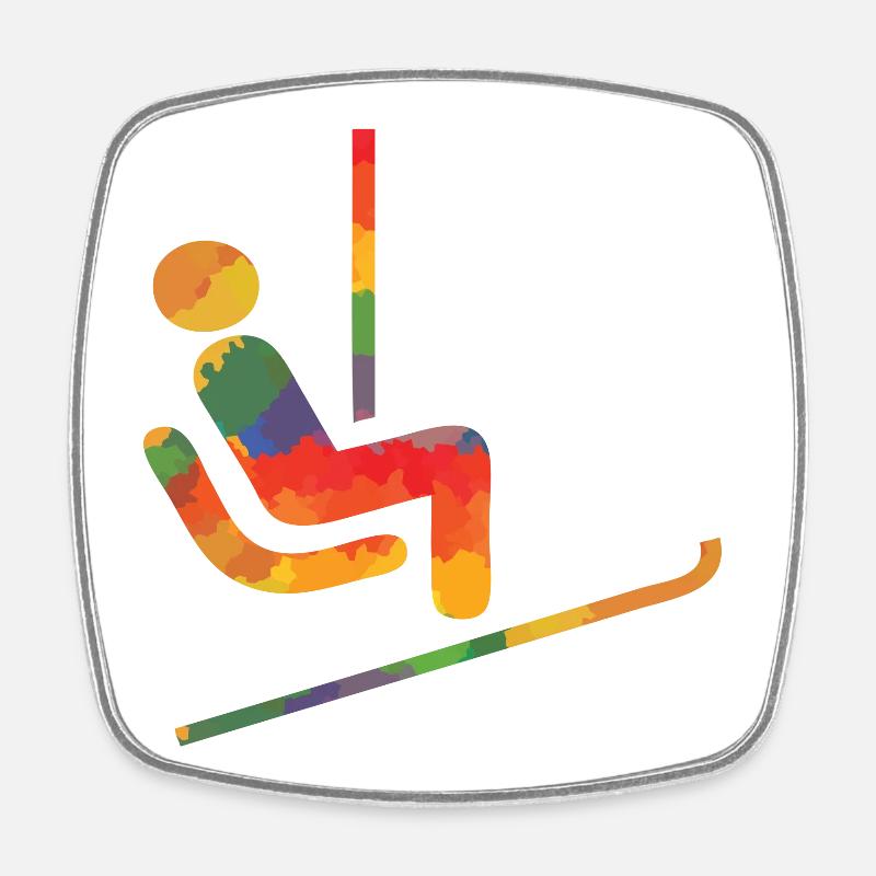 Colored ski runner long sleeve shirts - Square fridge magnet - white