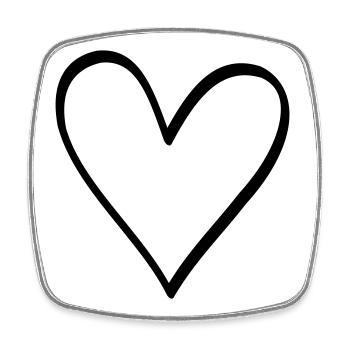 Symbole du coeur amour amitié cadeau de vie - Magnet carré - blanc - Devant