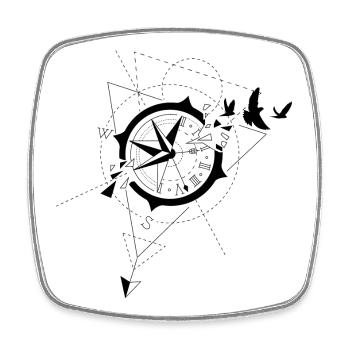 Kompass - Viereckiger Kühlschrankmagnet - Weiß - Vorne