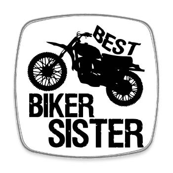 Biker Sister Motorrad Motorradfahrer Geschenk - Viereckiger Kühlschrankmagnet - Weiß - Vorne