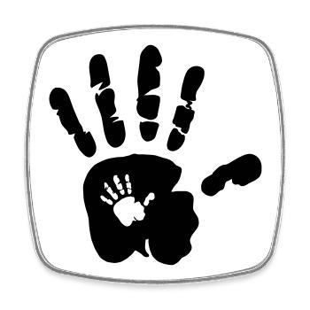 Hand in Hand - Händer - Mama - Baby - Papa - Kind - Viereckiger Kühlschrankmagnet - Weiß - Vorne