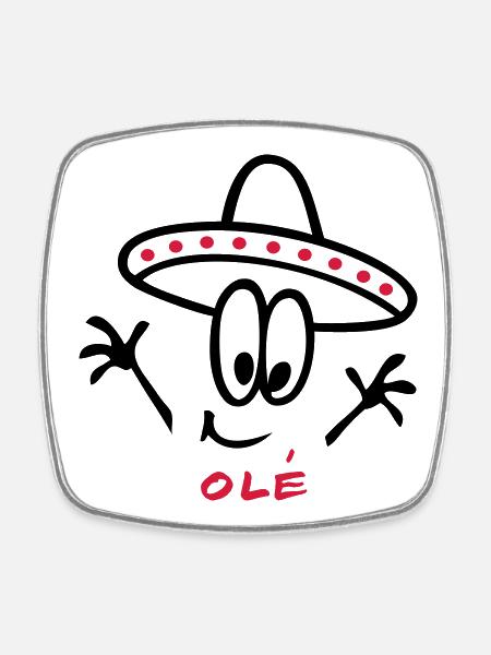 Sombrero Ole Mexico - Viereckiger Kühlschrankmagnet - Weiß