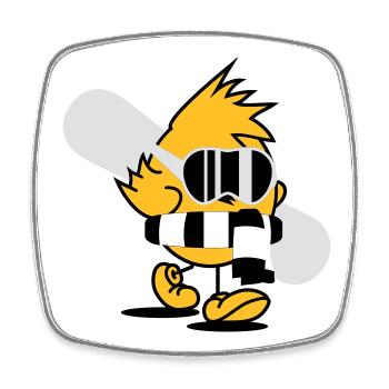 A chick with a snowboard, snowboard goggles and - Square fridge magnet - white - Front