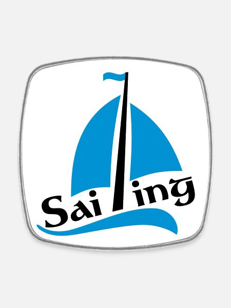 bateau à voile - Magnet carré - blanc