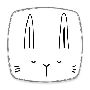 Idée cadeau visage de lapin lapin - Magnet carré - blanc - Devant