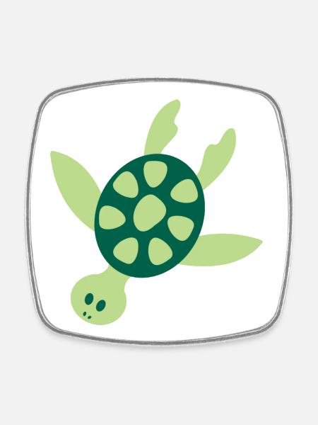 Tortue de mer colorée - Magnet carré - blanc